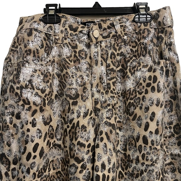 ITOO MOCHA Brown, Tab, Silver Metallic Leopard Wide Leg Pant - Picture 3 of 11